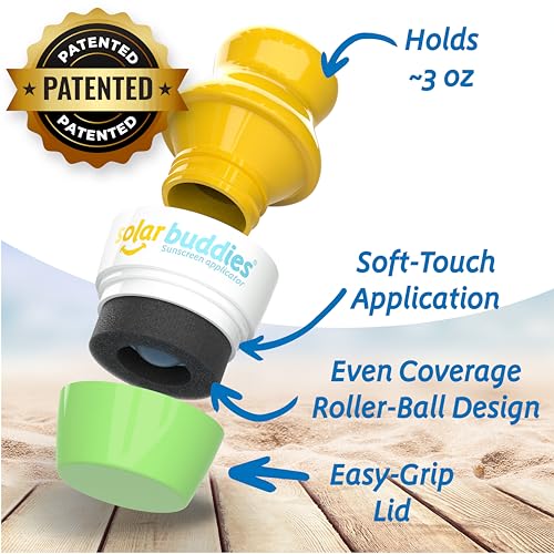 Solar Buddies Grab & Go Travel Bundle, Carabina Clip & Cleaning Brush - Single Green - Refillable Roll on Sponge Sunscreen, Suncream & Lotion Applicator For Kids, Adults & Families - Holds 100ml - color: Green Single