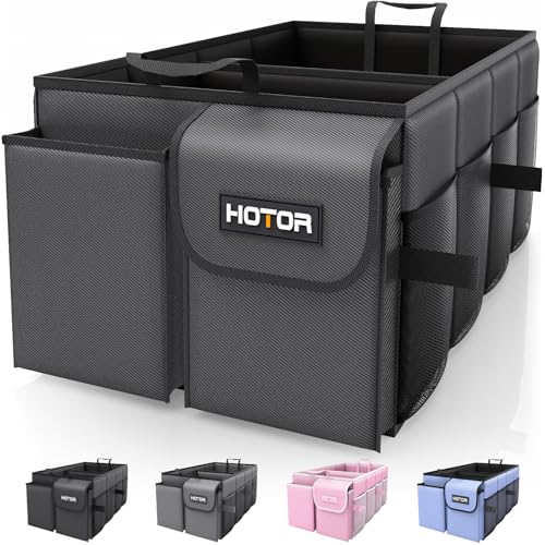 HOTOR Foldable Trunk Organizer - SUVs & Sedans, Sturdy Car Organization With 2 Compartments, Black, 23.6"×14.2"×10.6" - color: Black, size: Large (2 Compartments)