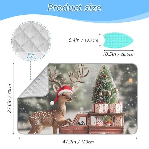 Christmas Tree Elk Truck Ironing Mat for Table top Portable Ironing Pad Blanket for Washer Dryer Countertop Travel - color: Christmas Tree Elk Truck