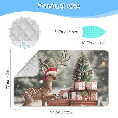Christmas Tree Elk Truck Ironing Mat for Table top Portable Ironing Pad Blanket for Washer Dryer Countertop Travel - color: Christmas Tree Elk Truck