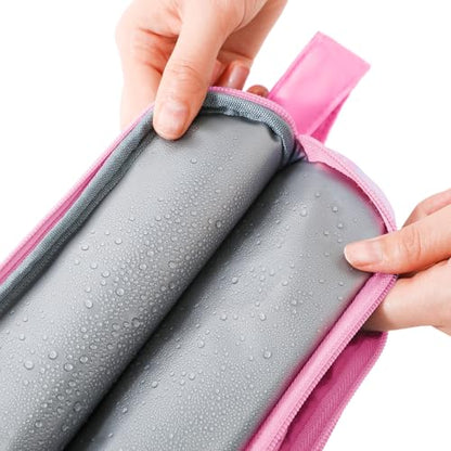 Pink Toiletry Bag for Girls, Travel Toiletry Bag for Teen Girls Cosmetic Bag Makeup Bag Waterproof Hanging Wash Bag Kids Toiletries - color: Fluids-Pink
