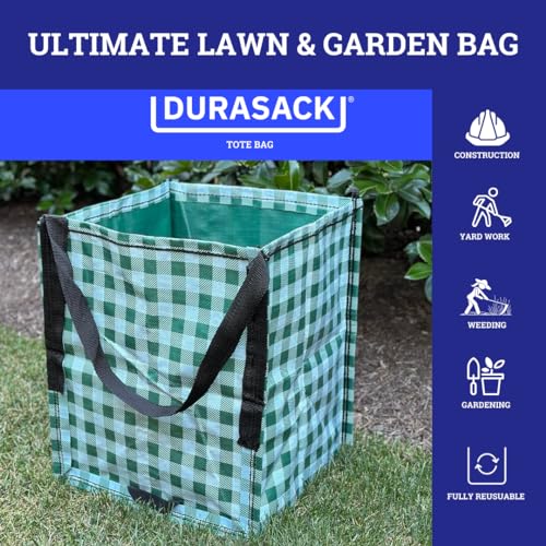 DURASACK Heavy Duty Storage Tote Bag 22-Gallon Rugged Woven Polypropylene Moving Bag, Reusable Self-Standing Design, Holds up to 500 Pounds, Pack of 4, Gingham Green - color: Gingham Green, size: Pack of 4