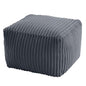 MeMoreCool Square Stuffed Pouf Ottoman Foot Rest, Stripe Furry Floor Pouf Foot Stool with Foam Chunk Filling, Soft Fluffy Stuffed Ottoman Footrest for Living Room, Faux Fur Grey - color: Ribbed Dark Grey