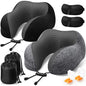 ExploreBliss Travel Pillow, 2 Pack Travel Pillows for Sleeping Airplane, Removable Cover Neck Pillow with Adjustable Clasp, Memory Foam Neck Pillow Set (Dark Grey & Black) - color: Dark Grey & Black