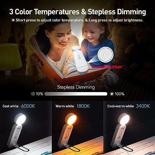 VAVOFO USB Rechargeable Bookmark Reading Light, Blue Light Blocking Amber LEDs for Bedtime Reading - Clip On, 9 Lighting Modes - color: White