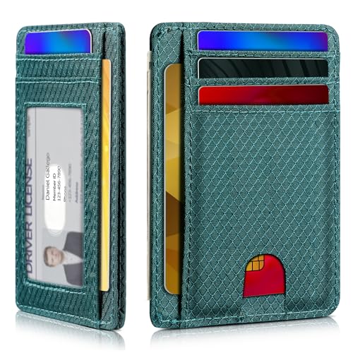 Artpaxy Slim Wallet for Men & Women, Minimalist Front Pocket Card Holder for Travel, RFID Blocking, Water Resistant Nylon Wallet for ID & Cash & Credit Card - color: Forest Green
