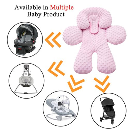 Pro Goleem Infant Car Seat Head Neck Body Support, Ultra-Soft Minky and Microfiber Car Seat Strap Pads, Perfect for Stroller, 2-in-1 Reversible, Girls, Pink - color: Pink-p