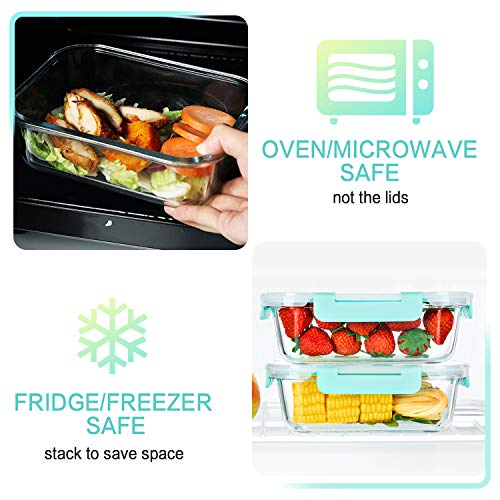 M MCIRCO 10-Pack 22 Oz Glass Meal Prep Containers with Lids - Microwave, Oven, Freezer & Dishwasher Safe - Green - color: green
