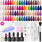 Beetles Gel Nail Polish Kit with UV Light, 46 PCS 25 Colors Gel Nail Polish Set Base Glossy Matte Glitter Top Coat Nails Polish Red Green Brown Blue Pink Nude Home Salon Manicure Kit Gifts for Women - color: 1-Chic Outfits Gel Nail Kit