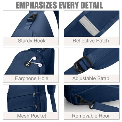 Pritent Crossbody Bags for Women Men Trendy Sling Bag Backpack Casual Chest Bag with Convertible Shoulder Strap - color: Navy Blue, size: Medium
