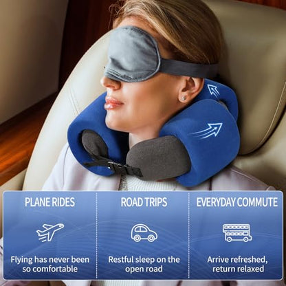 3-Ring Memory Foam Travel Neck Pillow It has obtained a Patent. The Three Rings can be movably Adjusted to Provide Flexible Support for The Neck, Head, and Other Areas.Blue - color: Blue