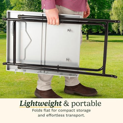 Cuisinart Fold ‘n Go Prep Table, Portable Folding Table and Grill Stand with Tool Hooks, Trash Bag Holder, Paper Towel Rack, 24” x 20” Steel Food Prep Station Perfect for BBQs, Tailgates and Camping