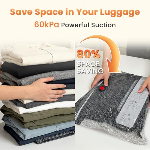 2026 Update 15 Pack Carry-on Size Compression Packing Bags | TSA Approved, 1.5s Hold to Start, 2000mAh Rechargeable, 100+ vacuum seals per charge, for Luggage and Suitcase