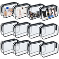 12 Pieces Clear Makeup Bags, TSA Approved Toiletry Bag for Travel, PVC Transparent Cosmetic Pouch with Zipper, Waterproof Vinyl Plastic Organizer Case for Vacation Bathroom (Medium) - color: 12 Medium Black