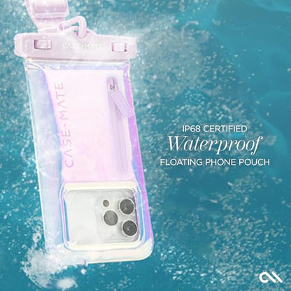 Case-Mate Soap Bubble IP68 Waterproof Phone Pouch with Zip Pocket for 3 Cards & Cash - Large Floating Phone Case w/Crossbody Lanyard - Cruise Travel Essentials Compatible w/All Devices - Iridescent - color: Iridescent w/ Zip Pocket