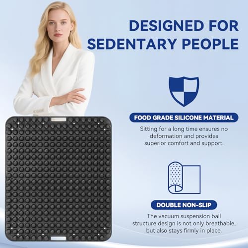 Seat Cushion for Long Sitting Hours on Office & Home Chair, with 3D Non-Slip for Office Chair Cushions, Car Seats, Airplane Seat, Wheelchair, Desk Chair,Cushion Lab, Long Trips (Black) - color: Black