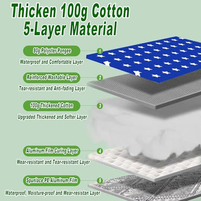 4th of July Foldable Waterproof Picnic Blanket with Soft Handle Pillow – Extra Large (80" x 60"), Machine Washable, Perfect for Outdoor, Beach, Park & Picnics, Gifts for Family & Friends