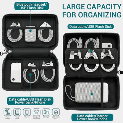 Fireproof Electronics Organizer Travel Case, Water Resistant Tech Accessories Pouch, Explosion-proof Cord Storage Bag with Fireproof Zipper for Phone, Power Bank, Cables, USB, Black