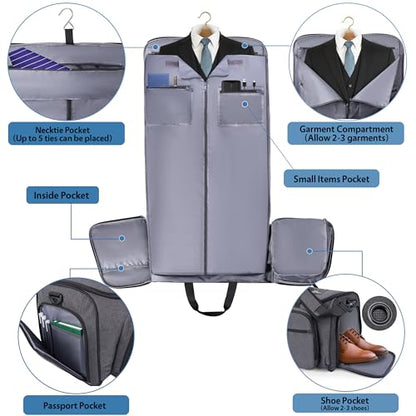 HILOMON Garment Duffle Bags for Travel, YKK Zippers Carry On Convertible Suit Bag with Waterproof Compartment & Shoe Compartment & Shoulder Strap - color: Waterproof Compartment