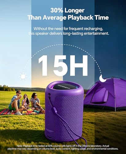 Portable Bluetooth Speaker Beach Essentials: Powerful Crystal Clear Sound/Dynamic Light/IPX5 Waterproof/All Day Playtime/Wireless BT 5.3/TWS Paring, Dad Gifts, Outdoor|Travel|Camping|Pool Accessories - color: Purple