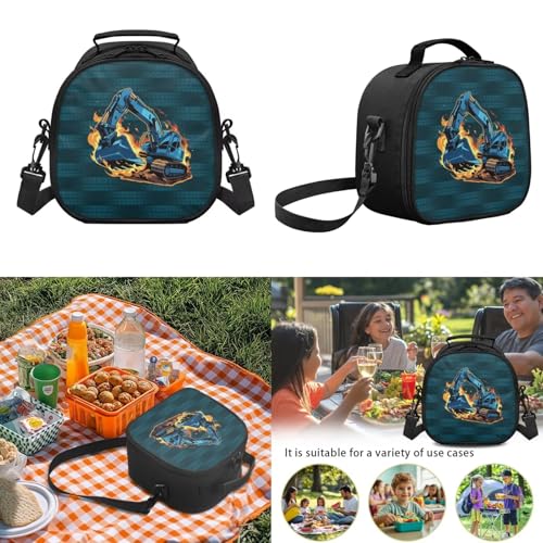 Boys Kids Excavator Backpack and Pencil Case Bundle,3pcs Backpacks with Lunch Box for School Camping Hiking, Back to School Boys, Lightweight School Bookbags - color: Excavator -5