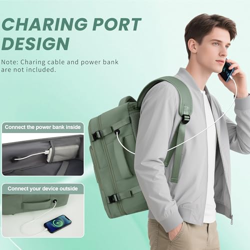Sinaliy Personal Item Backpack, Carry on Travel Backpack with Multi-Pockets, Waterproof Casual College 16inch Laptop Backpack for Men Women, Army Green - color: Army Green, size: Large