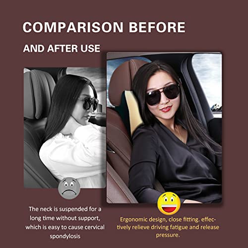 Super Comfy Car Headrest Pillow, Car Pillow for Neck Pain Relief with Adjustable Strap, 100% Memory Foam & Breathable Removable Cover, Ergonomic Design - Softness Travel Car Neck Pillow(Beige, 1PC) - color: Beige