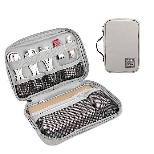 GOX Cable Organizer Pouch – Case for Chargers and Cords, Cord Organizer Travel Black, Small Cable Organizer Bag for Earbuds & Tech Accessories(BEIGE-Large) - color: BEIGE-Large