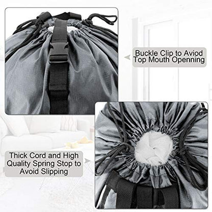 BeeGreen Gray Laundry Backpack w Adjustable Shoulder Straps & Drawstring College Dorm Room Essentials w Handle for Travel Trip Lightweight Durable Laundry Bag Hamper Portable - color: Grey, style: With Front Zipper Pocket