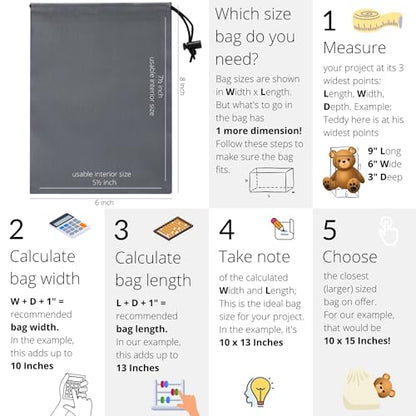 PALTERWEAR Drawstring Bag with Toggle - Nylon Cinch and Ditty Pouch Six-Pack (Gray, 6 x 8 Inch, Set of 6) - color: Gray, size: 6 x 8 Inch