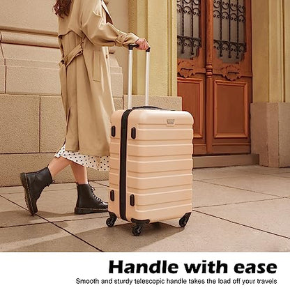 Coolife Luggage 3 Piece Set Suitcase Spinner Hardshell Lightweight TSA Lock (white, 3 piece set(20in24in28in)) - color: White, size: 20in24in28in