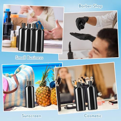 Domensi 24 Pcs Plastic Bottle Squeeze Containers with Disc Cap Travel Bottles Reusable Empty Toiletries Shampoo Containers Refillable Travel bottles for Shampoo Lotions (6.8oz,Pure Black) - color: Pure Black, size: 6.8oz