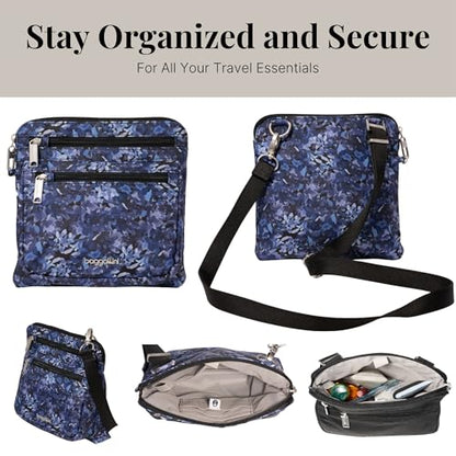Baggallini Securtex Anti-Theft Crossbody - color: Indigo Petal