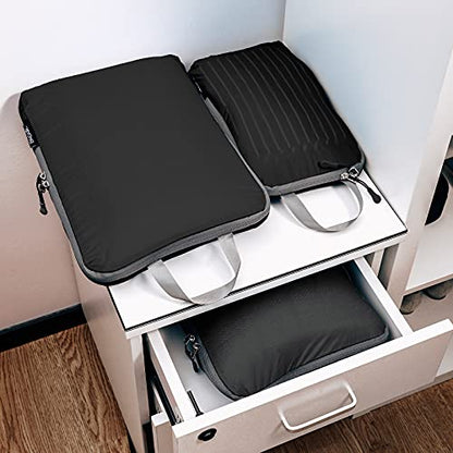 BAGAIL 5 Set Ultralight Compression Packing Cubes Travel Accessories Expandable Packing Organizers(Black) - color: Black