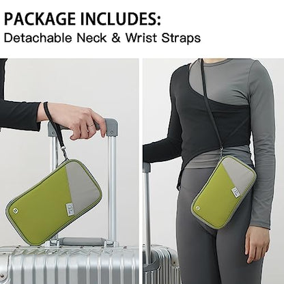 VanFn RFID Travel Passport Wallet, Family Passport Holder, Trip Document Organizer P.Travel Series - color: Green