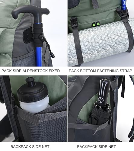 Bseash 50L Hiking Backpack, Water Resistant Lightweight Outdoor Sport Daypack Travel Bag for Camping Climbing Skiing Cycling (Green - No Shoe Compartment) - color: Green - No Shoe Compartment