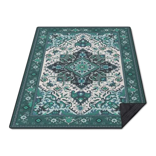 Supfitness Extra Large Picnic Blankets Waterproof Foldable (60"x 80") Beach Blanket Waterproof Sandproof,3-Layer Thicking Mat Outdoor Packable Camping Blanket - color: Boho-teal, size: 60x80in