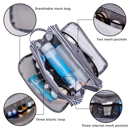 Toiletry Bag for Men Hanging Dopp Kit Water Resistant Shaving Bag Small Toiletry Bag for Traveling (Blue Stripe) - color: Blue Stripe