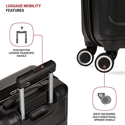SwissGear 8090 Hardside Expandable Luggage with Spinner Wheels, Black, Carry-On 20-Inch - color: Black, size: Carry-On 20-Inch