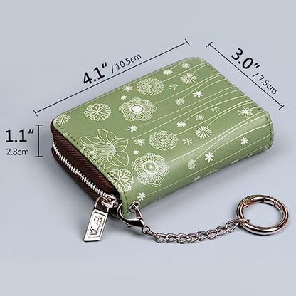 FurArt Zipper Wallet Women, RFID Blocking Credit Card Wallet, Business Card Holder, Compact Size KeyChain Wallet - color: Dandelion