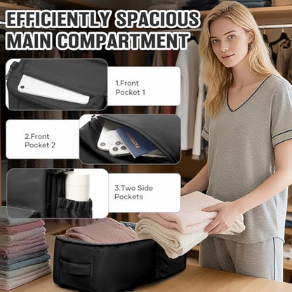 Vacuum Seal Backpack for Travel with Air Pump Waterproof Laptop Carry On Backpack Personal item Travel Essentials Compression Space Saver Bags Storage with Vacuum System Black - color: Black（with Air Pum,p）