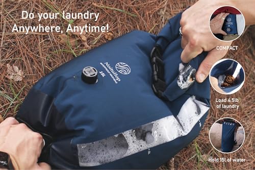 Washbag Portable Washing Machine - 15L Fully Waterproof Dry Bag - Lightweight Compact Nylon Washing Machine - Portable Manual Clothes Washer Laundry Bag (Navy) - color: Navy