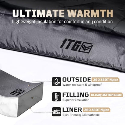 1TG Tactical Camping Blanket, Packable, Lightweight Camp Quilt with Zipper, Multifunctional Outdoor Sleeping Blanket for Backpacking, Travel, Stadium, Beach