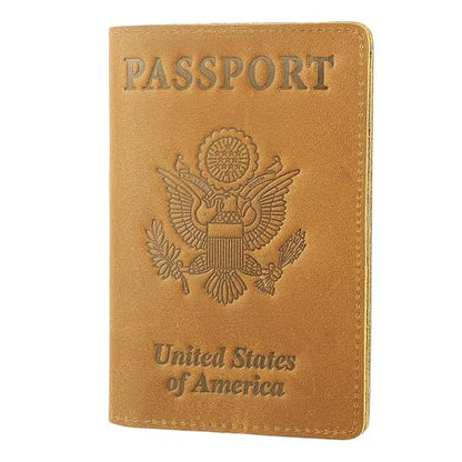 RFID Blocking Passport Holder Travel Wallet (Brown) - color: Brown