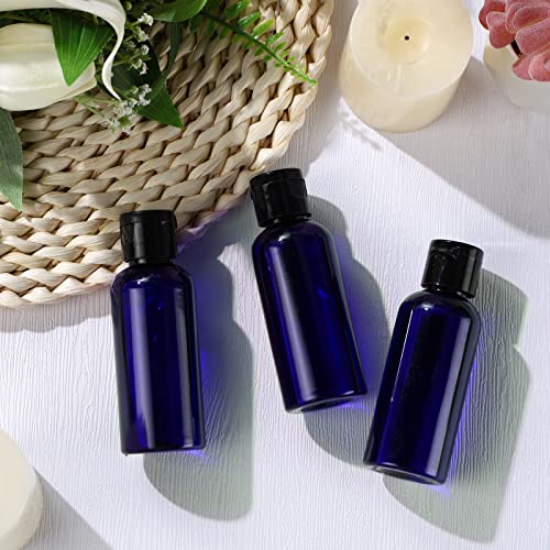 Eccliy 100 Pack 2 oz Plastic Bottles Travel Lotion Bottle Squeeze Container Plastic Bottles with Caps Small Travel Empty Refillable Toiletry Containers for Liquid Lotion Creams with 5 Funnels(Blue) - color: Blue, size: 2 oz