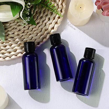Eccliy 100 Pack 2 oz Plastic Bottles Travel Lotion Bottle Squeeze Container Plastic Bottles with Caps Small Travel Empty Refillable Toiletry Containers for Liquid Lotion Creams with 5 Funnels(Blue) - color: Blue, size: 2 oz