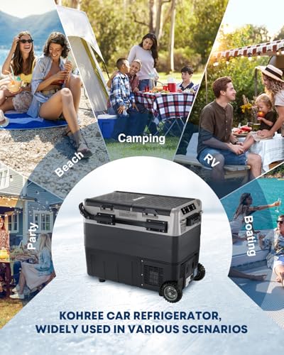 Kohree 12V Car Refrigerator, 53 Quart (50L) Portable Refrigerator, Dual Zone -4℉-68℉ Car Fridge Portable Freezer 12/24V DC and 100-240V AC for RV, Camping,Travel - size: 53Qt Dual Door
