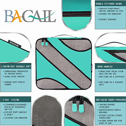 BAGAIL 6 Set Packing Cubes,Travel Luggage Packing Organizers - color: The Turquoise, style: 6 Set