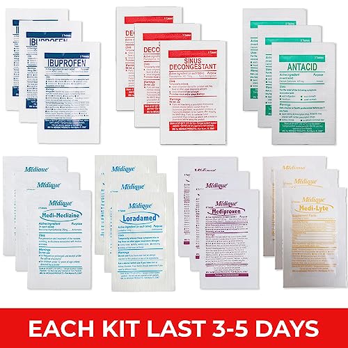 Travel RX Medicine Kit - Bulk Travel Medicine Kit with Individually Wrapped Medicine & Bag for Indigestion, Motion Sickness & More by Real Vitamins (1 Kit)