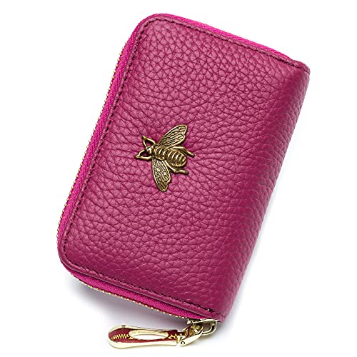 imeetu RFID Credit Card Holder, Small Leather Zipper Card Case Wallet for Women - color: Lite - Fuchsia, size: Lite